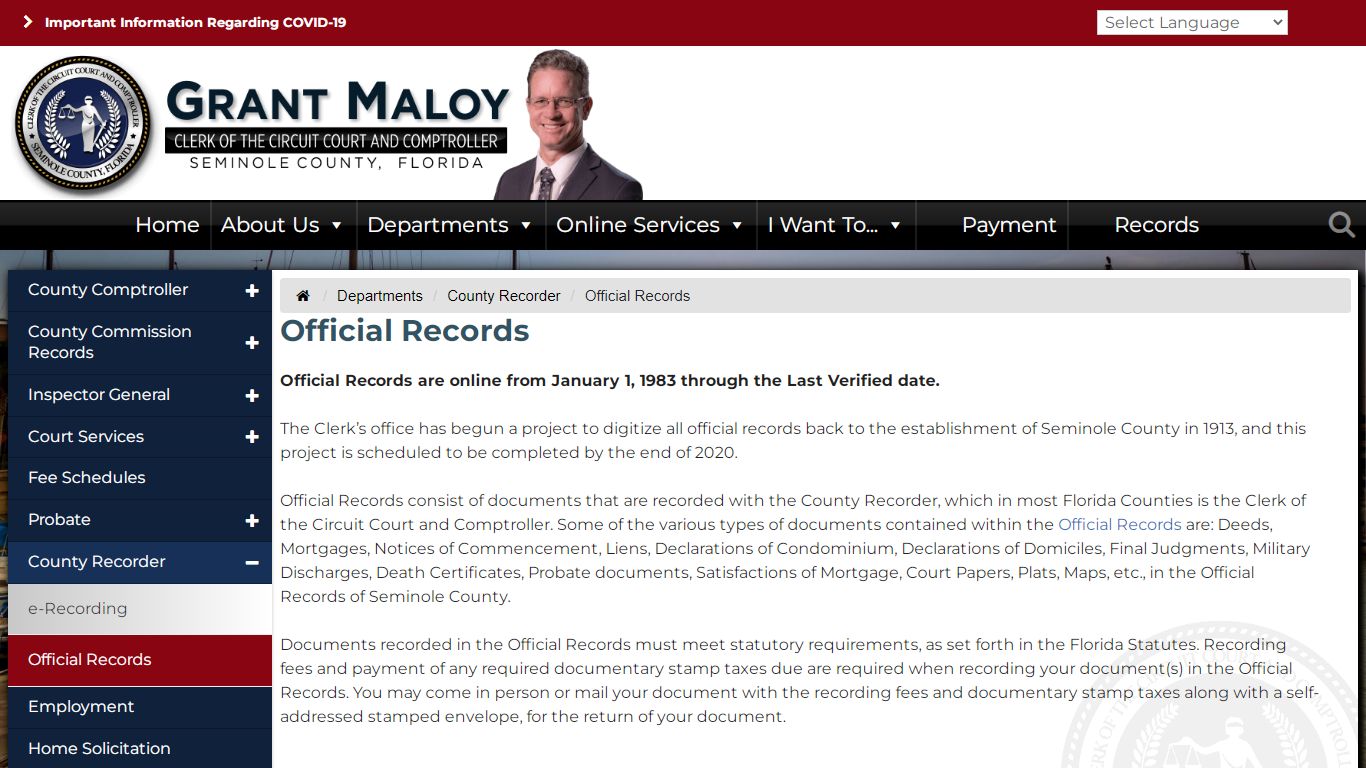 Official Records - Seminole County Clerk of the Circuit Court & Comptroller