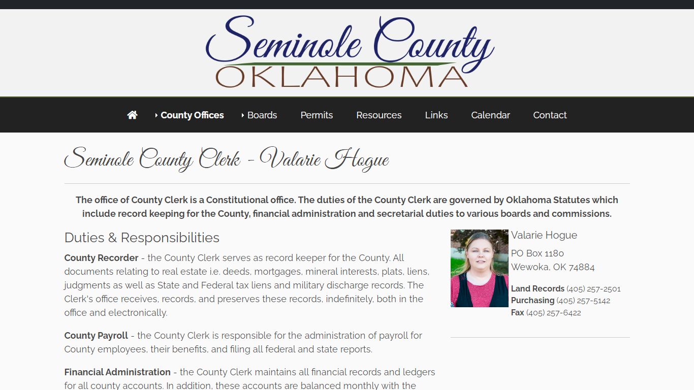 County Clerk at Seminole County OK